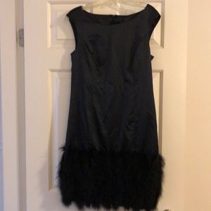 NWT Feathered hem black dress
